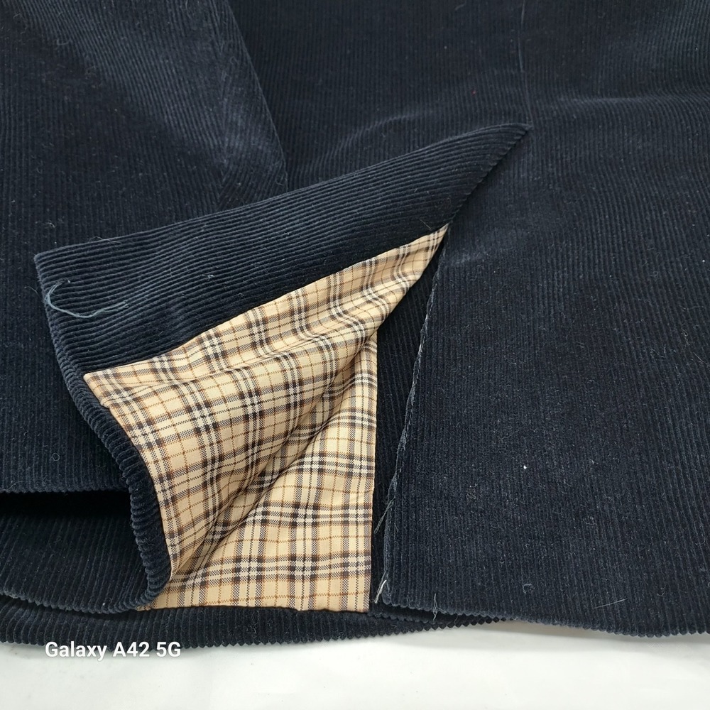 Saddlebred Mens Navy Blue Corduroy Blazer Sport Coat 44S Plaid Lining 2-Button - Picture 7 of 7